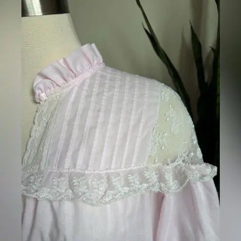 Vintage Floral Ruffle Blouse Romantic Cottagecore Statement Top Praire Medium Pink