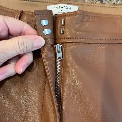 Babaton Aritizia Wide Leg Vegan Leather Pants Size 6 Chocolate Brown