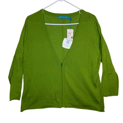 Tori Richard Women's Green Button Front Cardigan Sweater L Preppy Office Holiday - Image 1