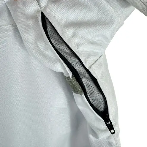 Castle Streetwear White Gray Full Zip Lined Mock Neck Motorcycle Jacket Size 10