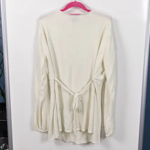 Lane Bryant Faux Wrap Front Tie Back Cream Sweater