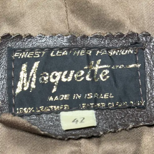 Vintage 70s Brown Leather Safari Jacket Belted Boho Utility Coat Women's M/L Size XL