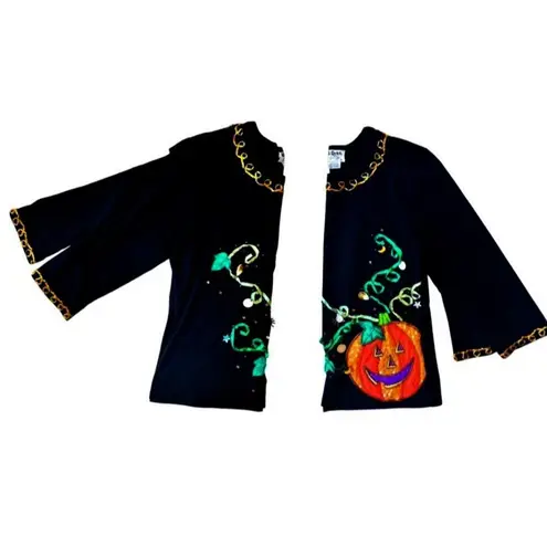 VTG Jack B Quick Jack O Lantern Top Small Halloween Black Embellished Applique Size undefined