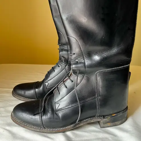 Tall Black Leather Riding Boots Size 7 by The Effingham Bond Boot Co Style 200L Black