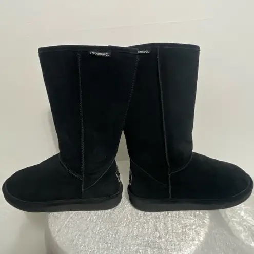 Bearpaw Eva Tall Black Suede Boots – Size 7 (B36)