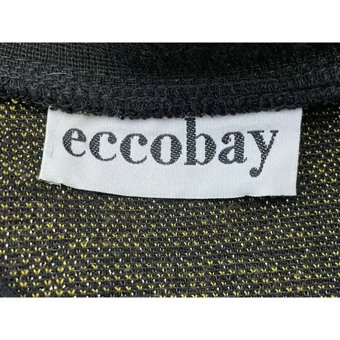 Vintage Eccobay Cardigan Sweater XL Black Gold Floral Preppy Regency Holidays