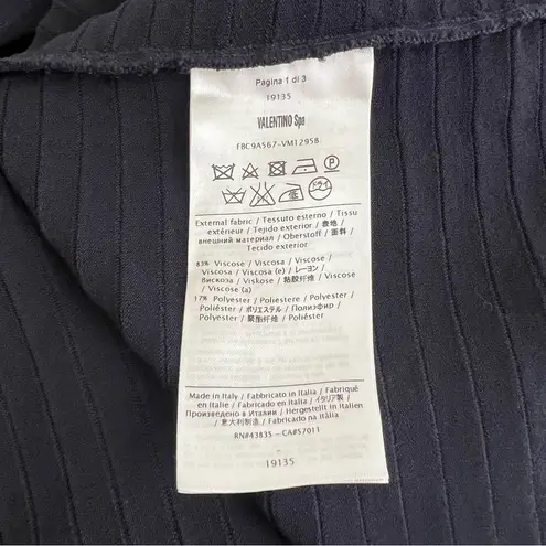 Valentino Garavani Valentino Ribbed Cutout Bow Dress Size Medium in Navy blue fit & flare