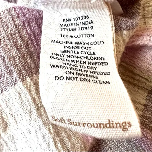 Soft Surroundings Gauze Button Down Checked Blouse