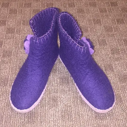 Purple Floral Clemente Wool Slipper Bootie Size 7