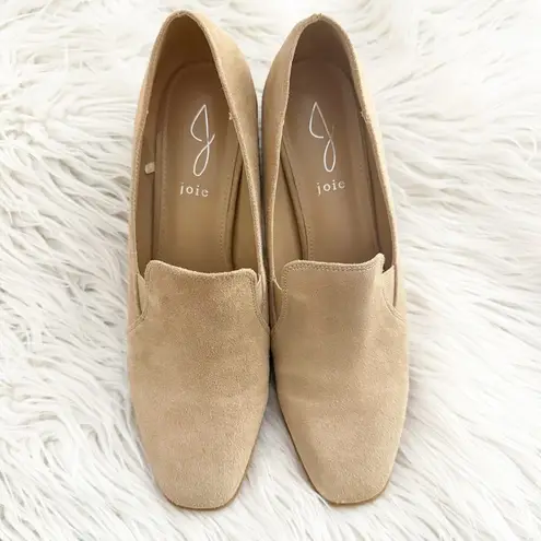 Joie  x ANTHROPOLOGIE | Wevenly Suede Shoe Nude Tan Block Heel Square Toe | 9.5