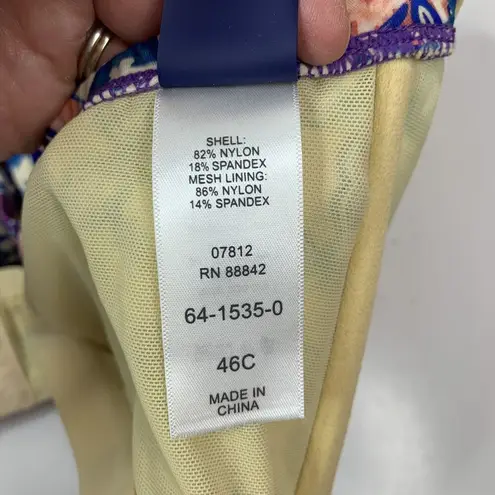 Swimsuits For All Plus 46C Underwire Bikini Swim Top Tile Print Keyhole Detail Size XL