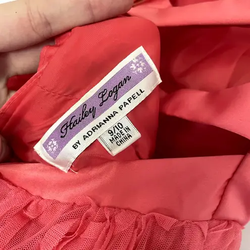 Hailey Logan by Adrianna Papell coral floral ballgown dress prom junior's size 9