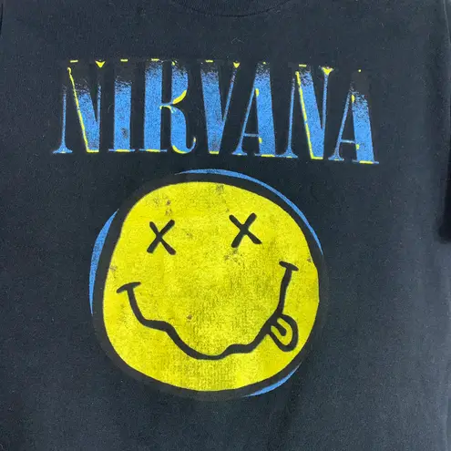 Nirvana Shirt unisex Medium Kurt Cobain Smiley Face Logo Grunge Rock Band Tee