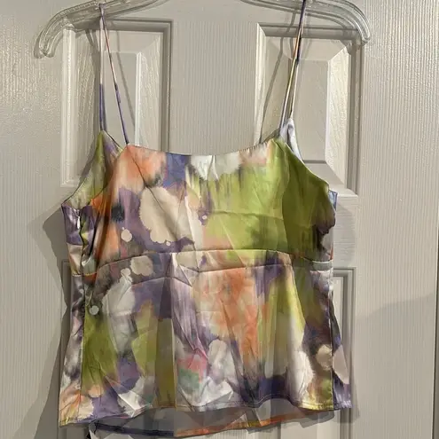 Missguided Misguided Metal Logo Detail Cut Out Cami Top Watercolor Women’s Medium NWT Boho