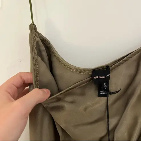 River Island NEW Satin Maxi Skirt Dark Green