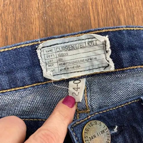 Current/Elliott  The Roller Bonfire Raw Hem Slouchy Ankle Jeans Sz 24