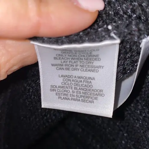 Kasper shimmering black acrylic knit sweater high/ low shrug/ jacket. Size L. Size L