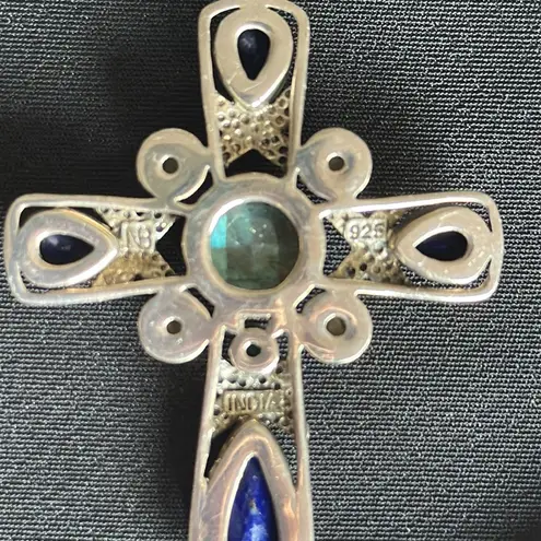 Nicky Butler NWOT labradorite & lapis lazuli cross pendant in 925 sterling Blue