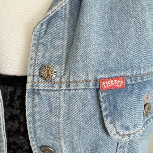 NWT Vintage 90s Tickets Clothing Western 2 Piece Crushed Velvet Dress Denim Vest Black