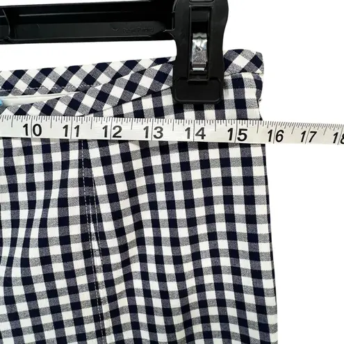 J. McLaughlin Georgina Ankle Pant Women 4 Blue White Gingham Check Stretch Preppy