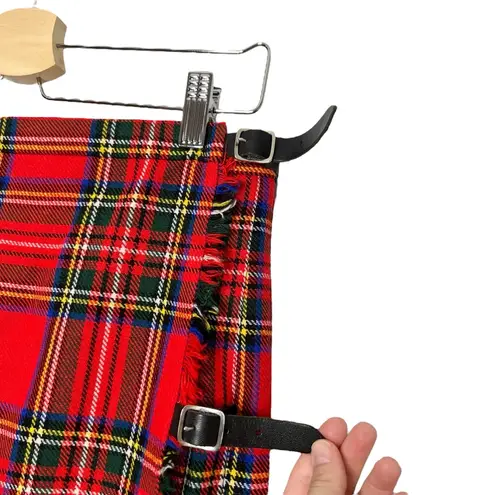 Vintage Moffat Weavers Wool Blend Royal Stewart Tartan Plaid Kilt Skirt Red Size 8