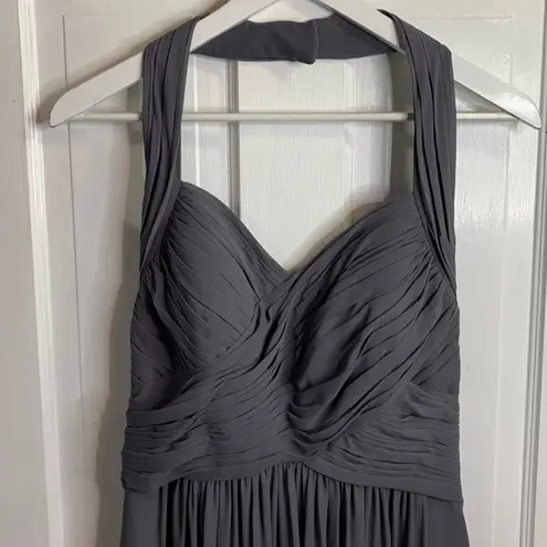 Bill Levkoff Chiffon Pewter Halter Bridesmaid Prom Occasion Dress 990 W-633 Sz 8