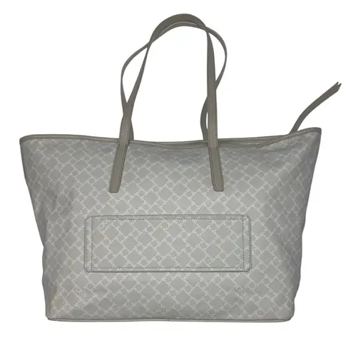TUMI Everyday Tote Gray Coated Canvas Leather Handles Large Zip Top Travel VGUC