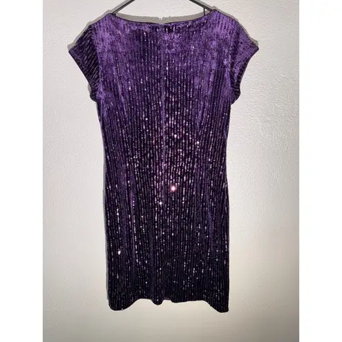 Eliza J Purple Sequin Velvet Sheath Dress Size 8