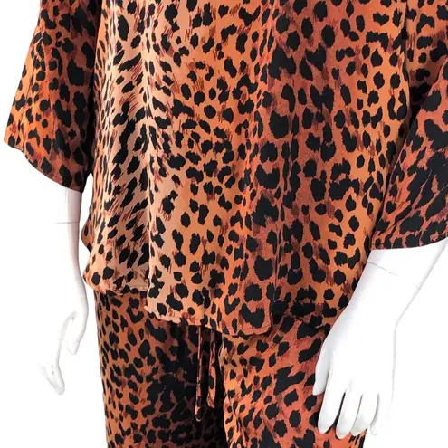 Natori  Womens Size L Pajama Set Animal Print Matching Top And Pants Stretch