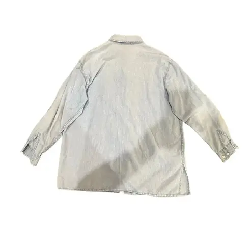 Vintage 90s Warner Bros Women's Medium Looney Tunes Tweety Chambray Button