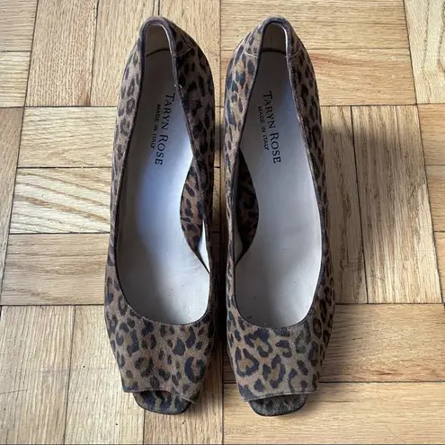 Taryn Rose  Leopard Peep Toe Suede Pumps 9 US