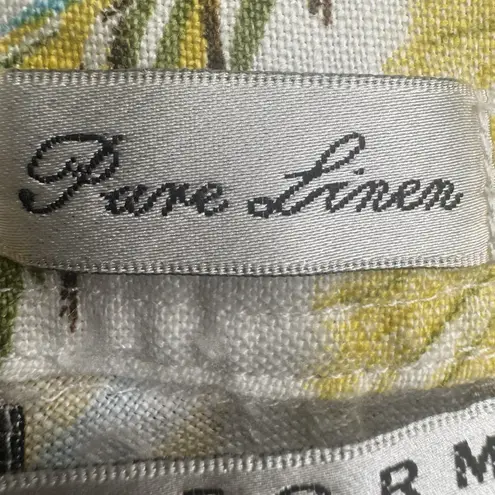 John Paul Richard Tropical Pure Linen Skirt Sz 14 Leaves Hibiscus Beach Umbrella