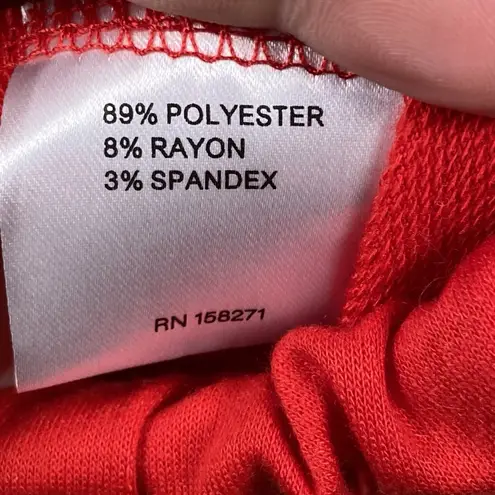 FSK Collective Cropped Top Women's Medium Red Hooded Short Sleeve Cinch Waist