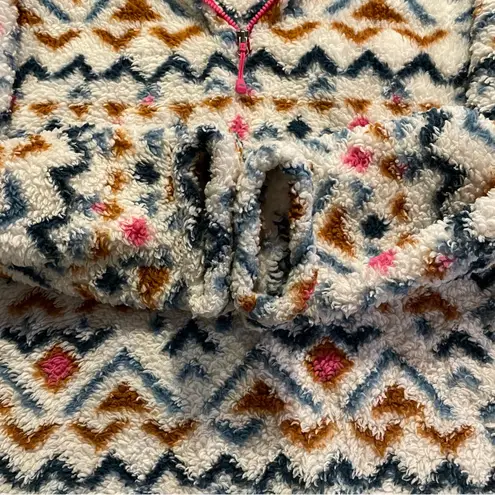 Eddie Bauer  1/4 Zip Up Collared Fleece Pull Over Size Large Aztec Southwest - Image 5