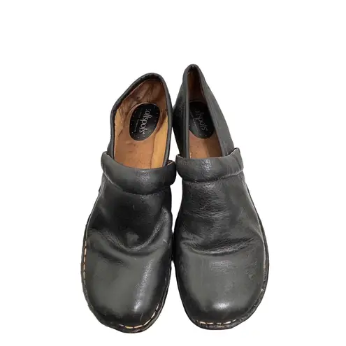 Softspots Black Leather Comfort Clogs – Pillowtop Footbed – Size 8.5M