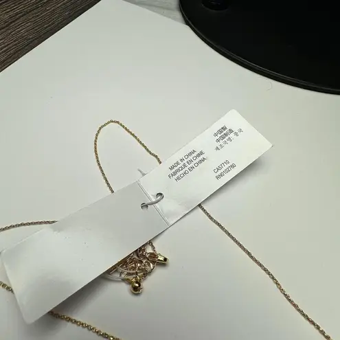 Kate Spade “ Mom” Engraved Rhinestone Gold Tone Necklace Signed NWT