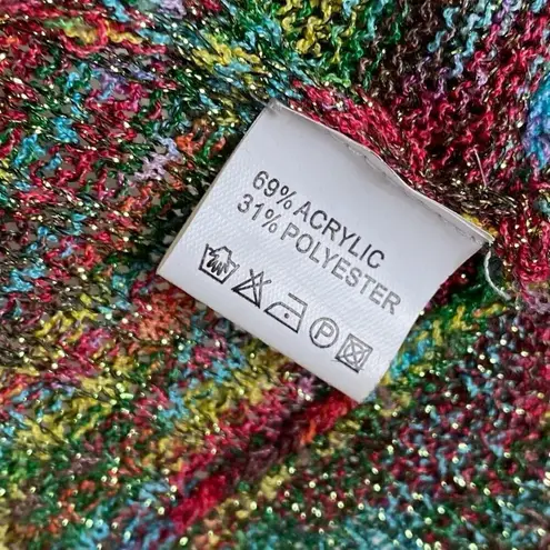 Vintage y2k Kessley Multicolor Rainbow Metallic Bell Sleeve Cardigan Sweater S Red