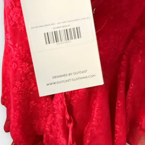 Red Lace Ruffle Mini Dress – Corset Backless Cami Dress (NWT, Size M) Size M