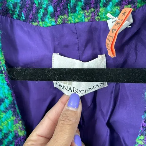 Dana Buchman vintage plaid wool double breasted gold buttons tweed size 8