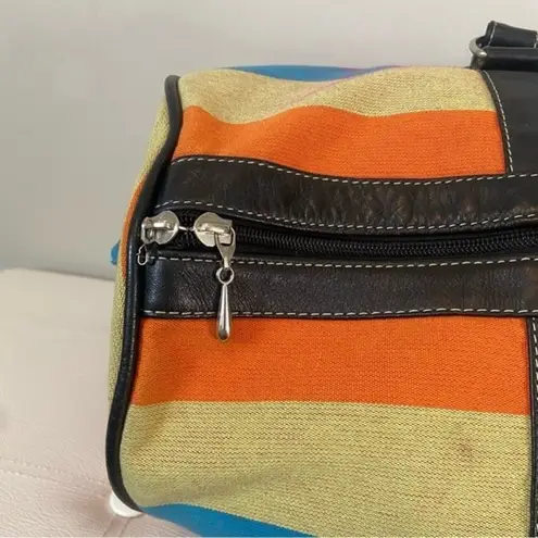 Pineda Covalin Mexico Aztec Multicolor Stripes Canvas Duffle Weekender Bag