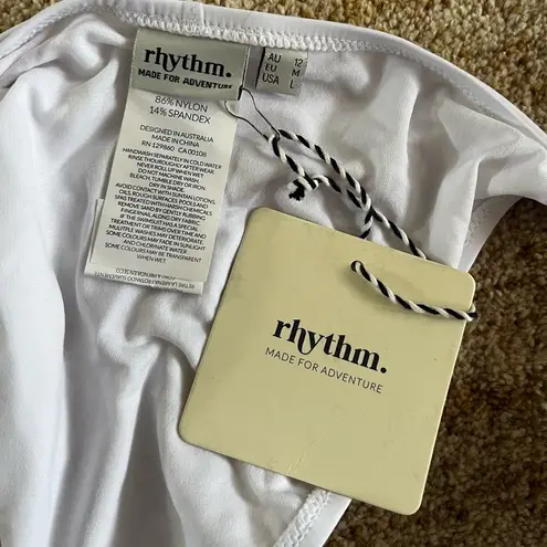 Rhythm White Bikini Bottoms Womens Sz L NWT Beachy Resort Vacation Summer Swim Size L