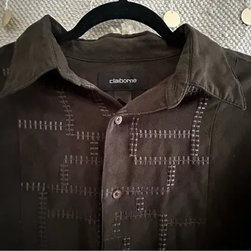 Claiborne Suede Shacket Top Size Large Brown