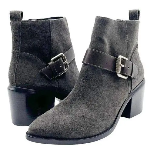 ALLSAINTS NWT Jason Boot Charcoal Gray Suede Buckle Ankle Bootie Women’s Size 9