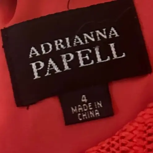 Adrienne Papell Coral Lace Sheath Dress Size 4 Elegant Sleeveless Cocktail Party