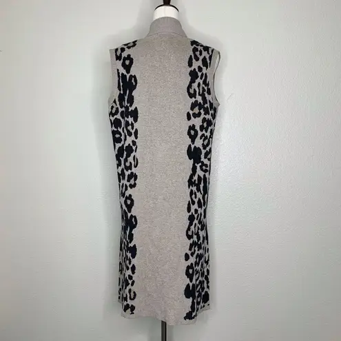 Lane Bryant  Wool Blend Leopard Sleeveless Duster Open Front Long Cardigan