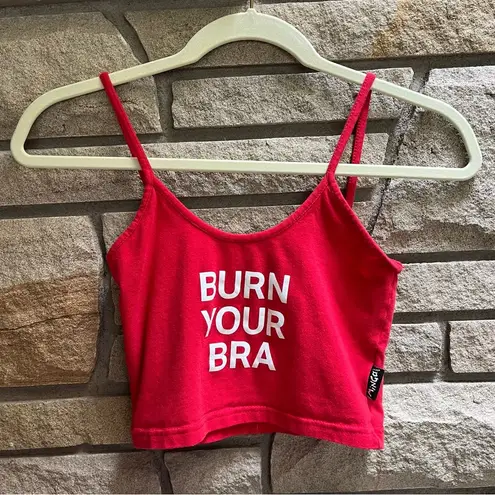 Minga London burn your bra crop tank top red white small