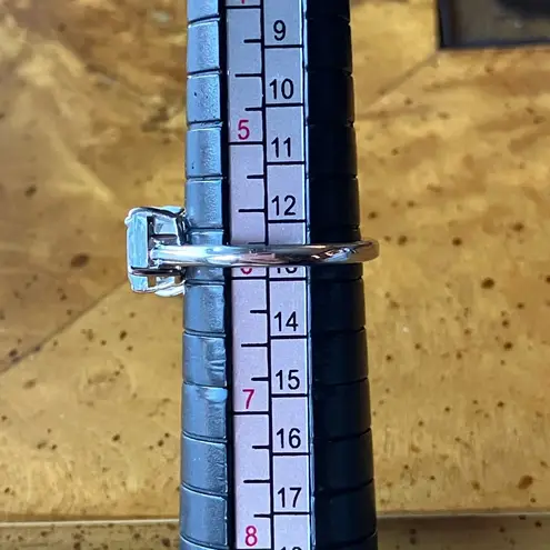 Natural Aquamarine Sterling Silver Heart Ring Size 5.75