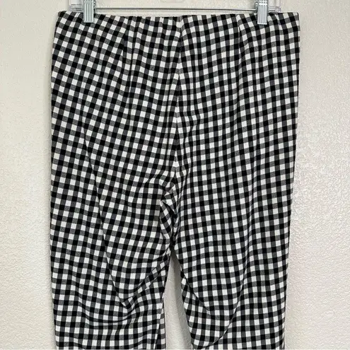 J. Jill Essential Cotton Stretch Gingham Pull On Pants, Size 8 Black