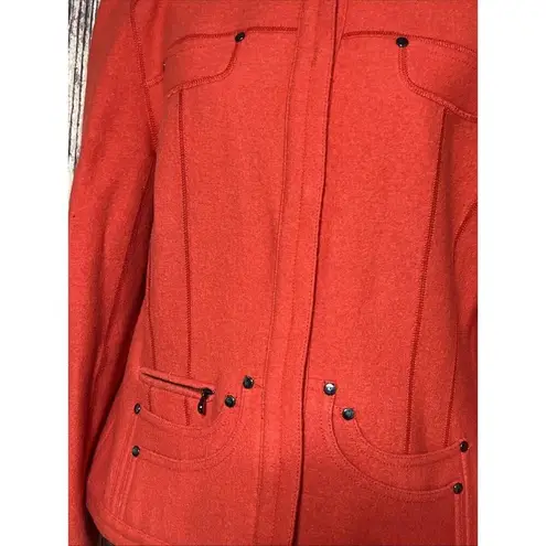 Per Se Women Wool Jacket Orange Size 14 100% Wool M L Preppy Retail $695 Career