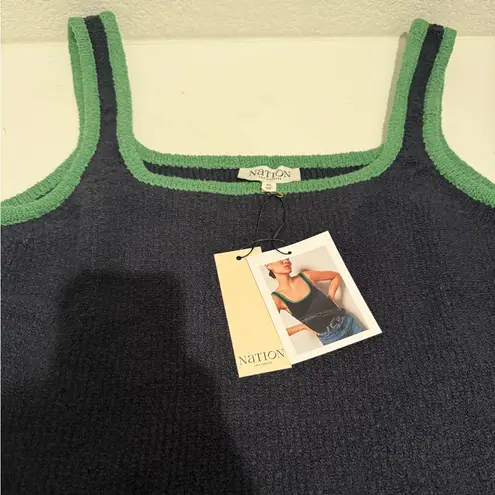 Nation Ltd Peggy Sue Chenile Tank Top Navy Blue Green Size XL